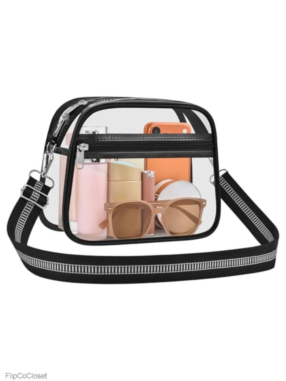 Clear PVC Crossbody Bag Stadium Approved Adjustable Strap
